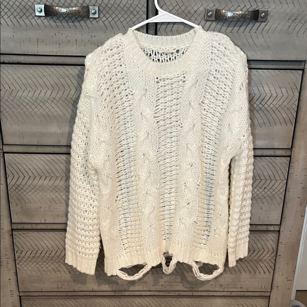 Mystree Cream Cable Knit Sweater